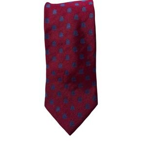 Givenchy Monsieur Burgundy Tie Blue Striped Bar Motif‎ Necktie Elegant Style VTG